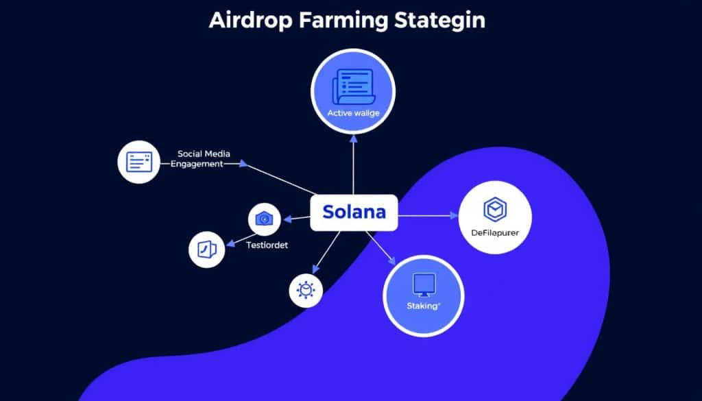 Airdrop farming strategies visualization for Solana ecosystem in 2025