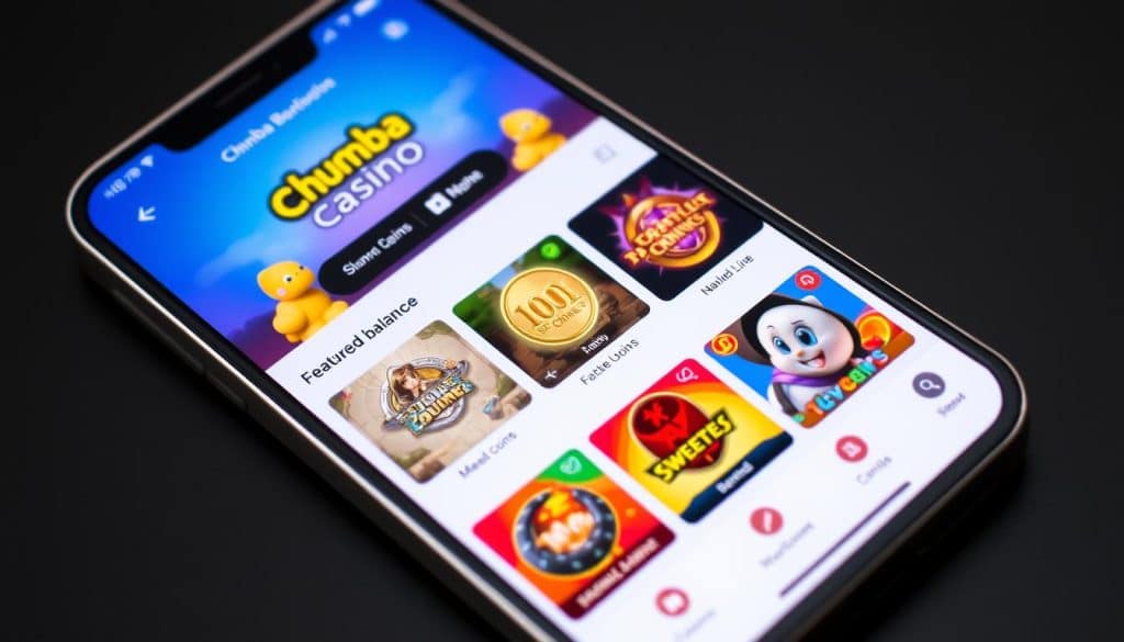 Chumba Casino mobile app showing games that can be played with bonus codes