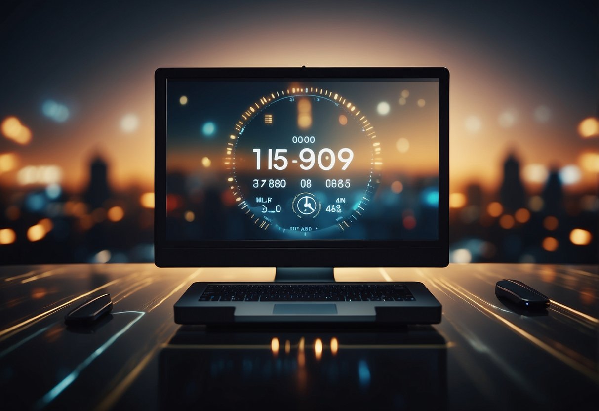 A computer screen displaying a countdown timer for the TON token presale, with a crowd of excited investors eagerly awaiting the launch